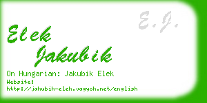 elek jakubik business card